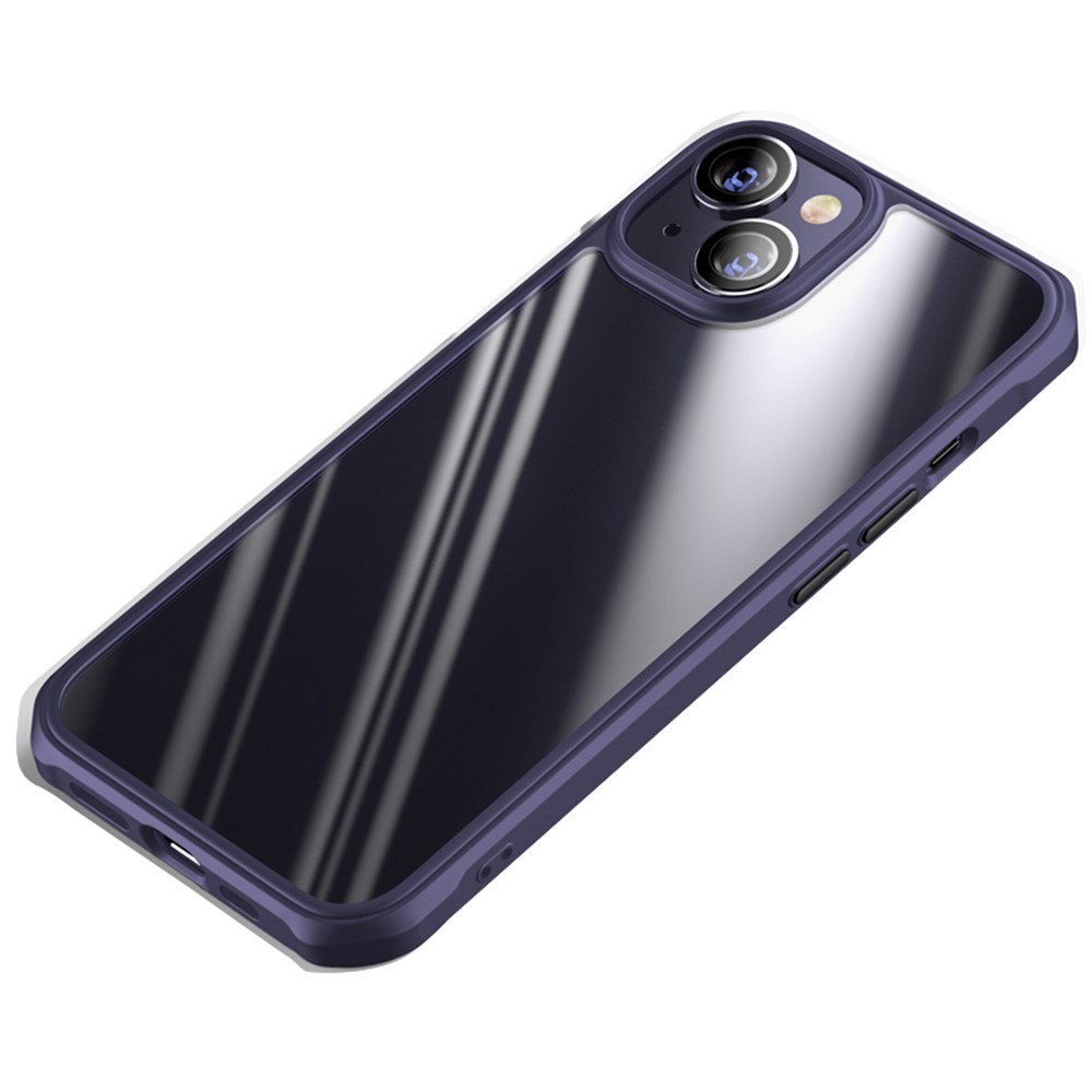 Transparent Phone Case for iPhone 14 6.1 inch, TPU + PC Anti-drop Airbag Corner Protective Cover - Purple-1