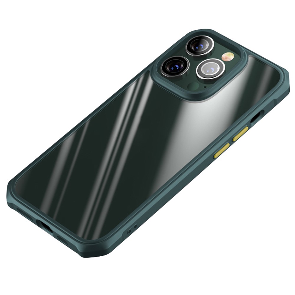 For iPhone 14 Pro 6.1 inch Anti-scratch Clear Phone Case Hybrid TPU + PC Drop-proof Airbag Cover - Green-1