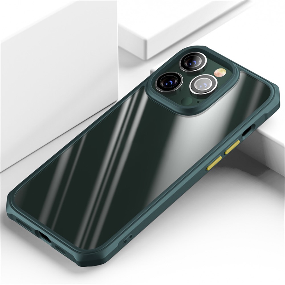 For iPhone 14 Pro 6.1 inch Anti-scratch Clear Phone Case Hybrid TPU + PC Drop-proof Airbag Cover - Green-2