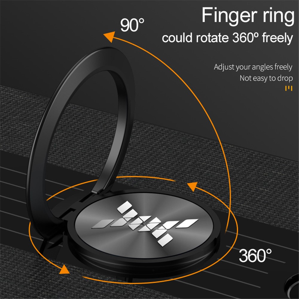 For iPhone 14 Max 6.7 inch Cloth Texture Ring Kickstand Phone Case TPU + PC Cover with Car Mount Metal Sheet - Black-5