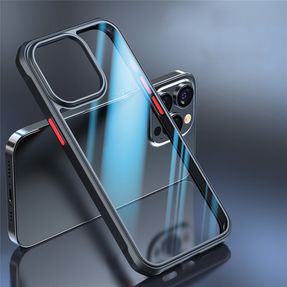 For iPhone 14 Pro Max 6.7 inch TPU Frame PC Back Transparent Cover Airbag Corner Protective Phone Case - Black-3