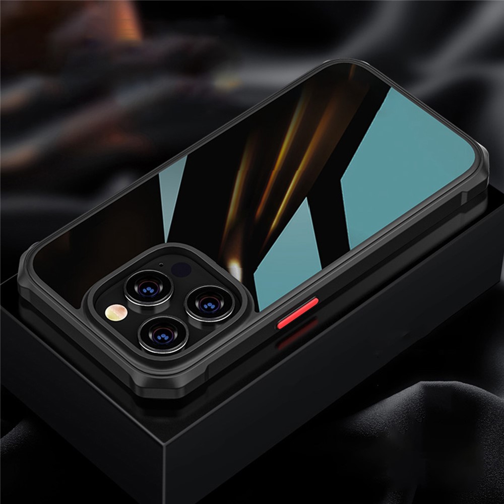 For iPhone 14 Pro Max 6.7 inch TPU Frame PC Back Transparent Cover Airbag Corner Protective Phone Case - Black-5