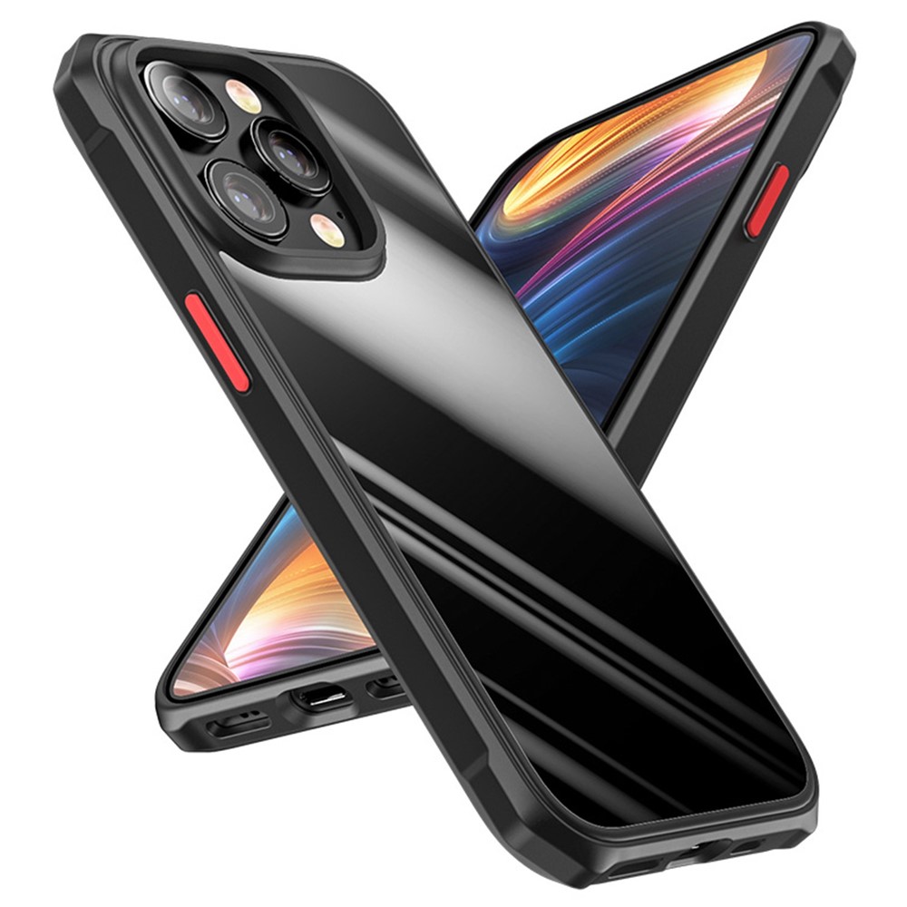 For iPhone 14 Pro Max 6.7 inch TPU Frame PC Back Transparent Cover Airbag Corner Protective Phone Case - Black-7