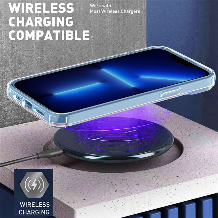 For iPhone 14 6.1 inch Electroplating Buttons Design Clear Phone Case Colorful Lines Design TPU+Acrylic Cover - Transparent Red-5