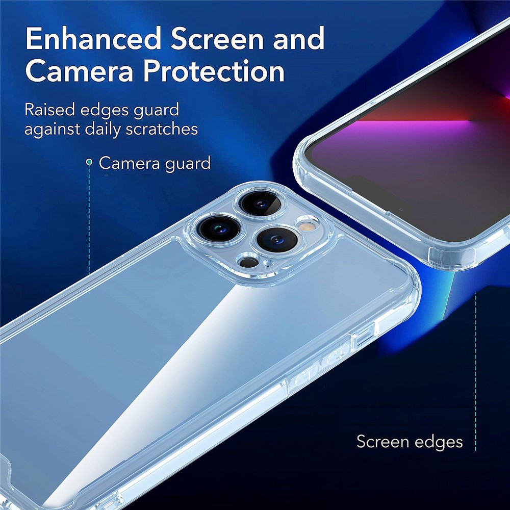 For iPhone 14 Pro Max 6.7 inch TPU+Acrylic Precise Cutout Clear Phone Case Electroplating Buttons Design Anti-fall Shell - Transparent-4