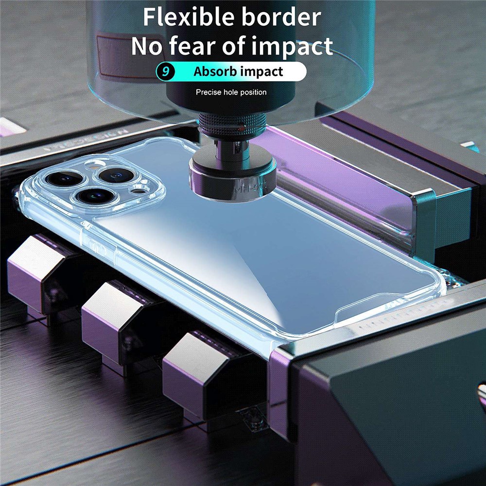 For iPhone 14 Pro Max 6.7 inch TPU+Acrylic Precise Cutout Clear Phone Case Electroplating Buttons Design Anti-fall Shell - Transparent-6
