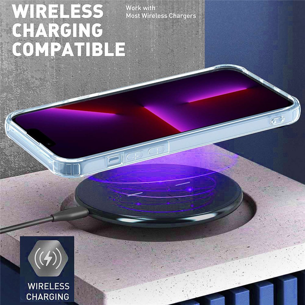 For iPhone 14 Pro 6.1 inch Electroplating Buttons Design Clear Phone Case TPU+Acrylic Protective Back Cover - Transparent-2