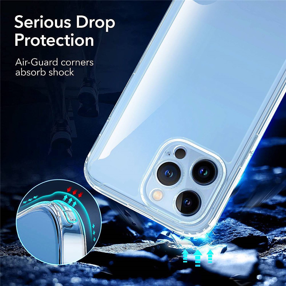 For iPhone 14 Pro 6.1 inch Electroplating Buttons Design Clear Phone Case TPU+Acrylic Protective Back Cover - Transparent-3