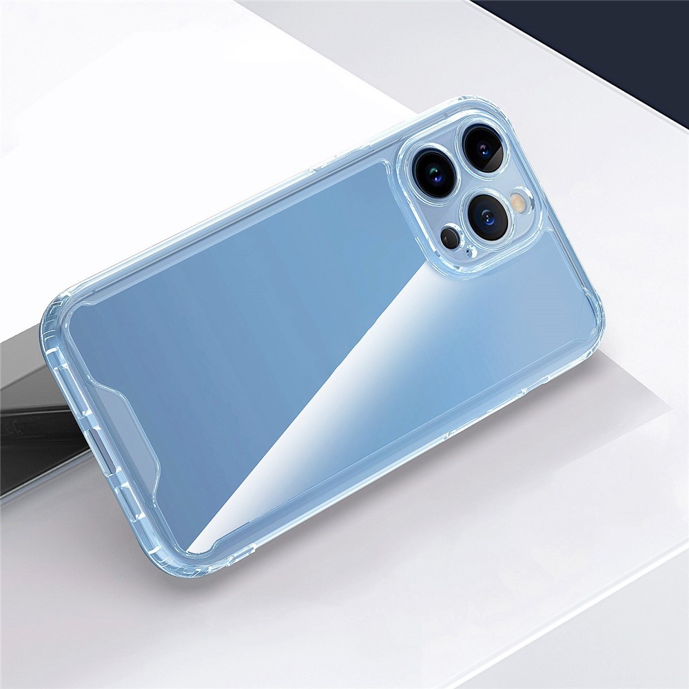For iPhone 14 Pro 6.1 inch Electroplating Buttons Design Clear Phone Case TPU+Acrylic Protective Back Cover - Transparent-5
