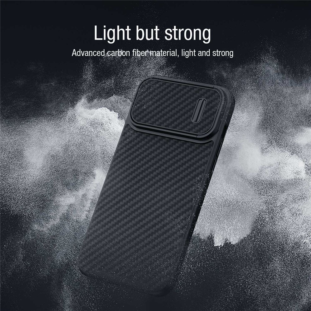 NILLKIN For iPhone 13 Pro Max 6.7 inch Carbon Fiber Phone Case Slide Camera Protection PC + TPU Hybrid Cover-4