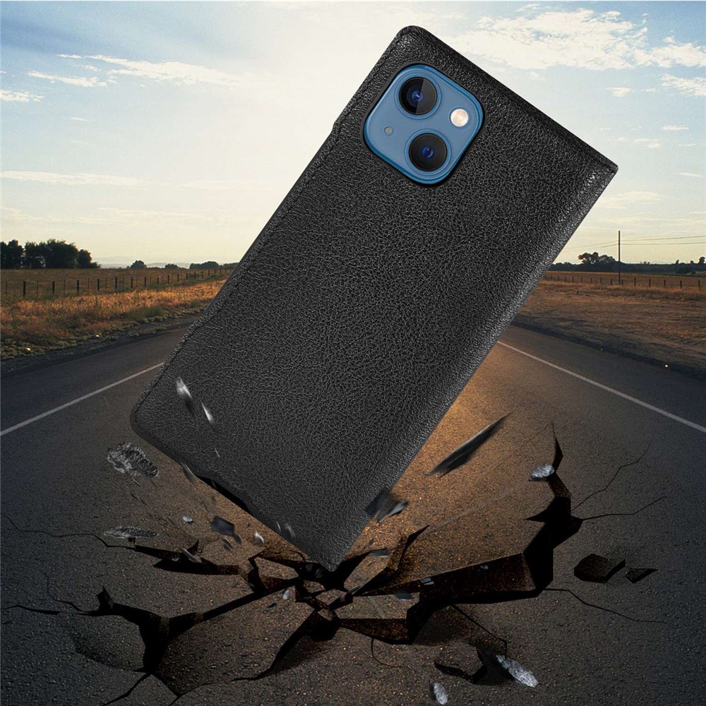 For iPhone 13 6.1 inch View Window Design Phone Cover PU Leather Folio Flip Full Protection Case - Black-4