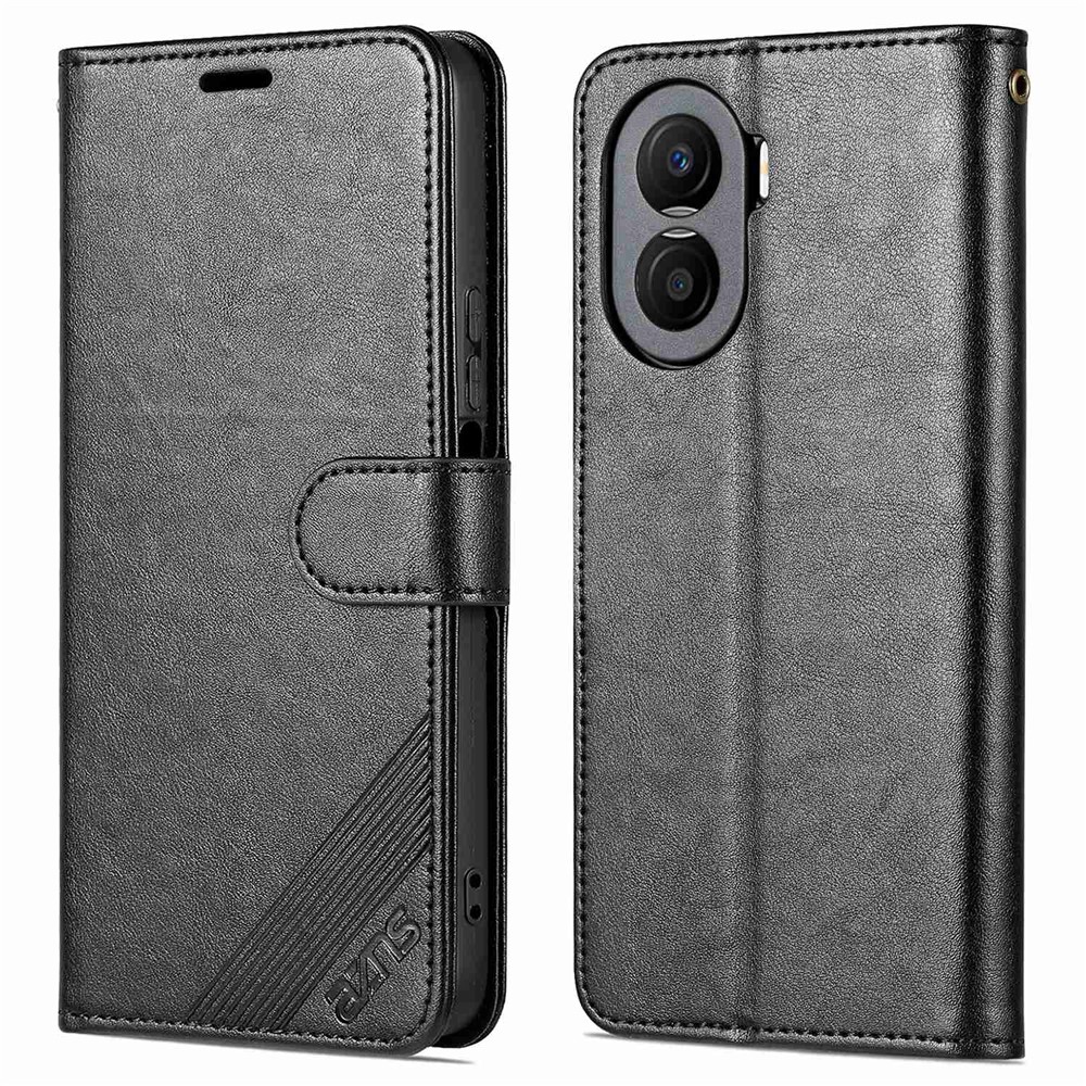 AZNS Anti-fall Flip Wallet Case for Honor X40i 5G, Full Protection PU Leather Phone Cover Shell with Viewing Stand - Black-1