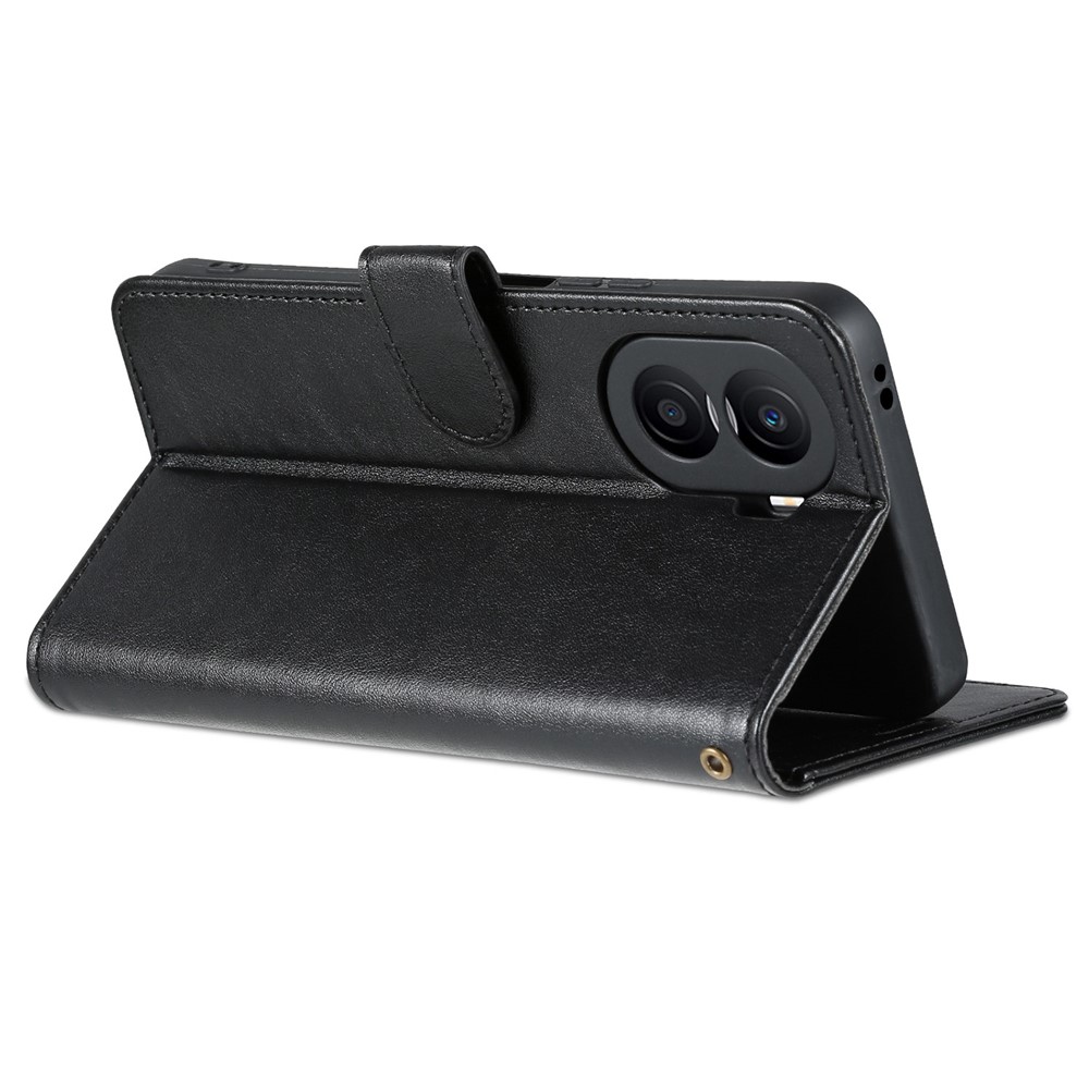 AZNS Anti-fall Flip Wallet Case for Honor X40i 5G, Full Protection PU Leather Phone Cover Shell with Viewing Stand - Black-5