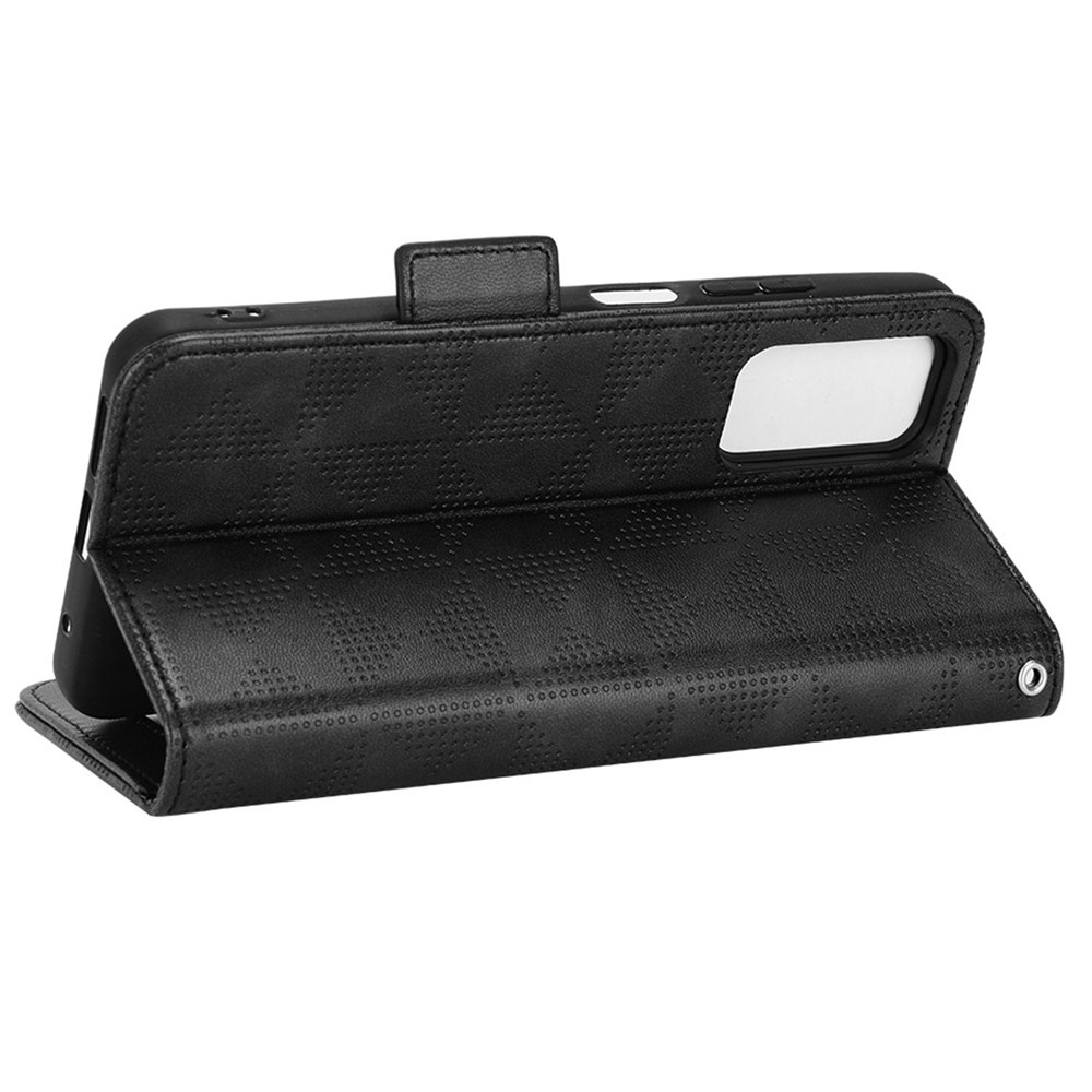 For Xiaomi Redmi Note 11 4G (Qualcomm) / Redmi Note 11S 4G Full Protection Phone Case Triangle Pattern Imprinted PU Leather Flip Wallet Cover Stand - Black-3
