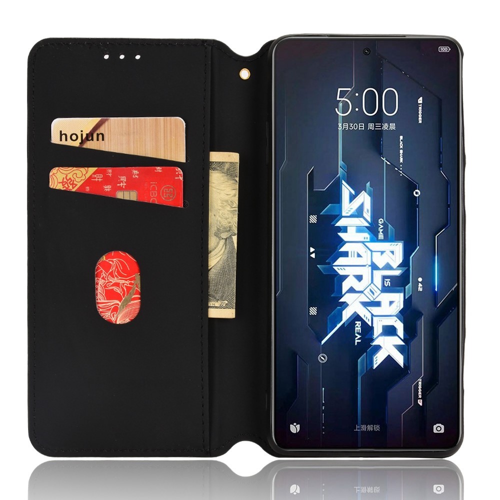 For Xiaomi Black Shark 5 Magnetic Absorption PU Leather Cover Stand Function Imprinting Rhombus Pattern Flip Wallet Case - Brown-2
