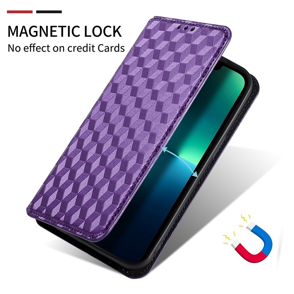 For Asus ROG Phone 6 5G / Phone 6 Pro 5G PU Leather Wallet Case Rhombus Pattern Imprinted Auto Closing Magnetic Flip Stand Cover - Purple-4