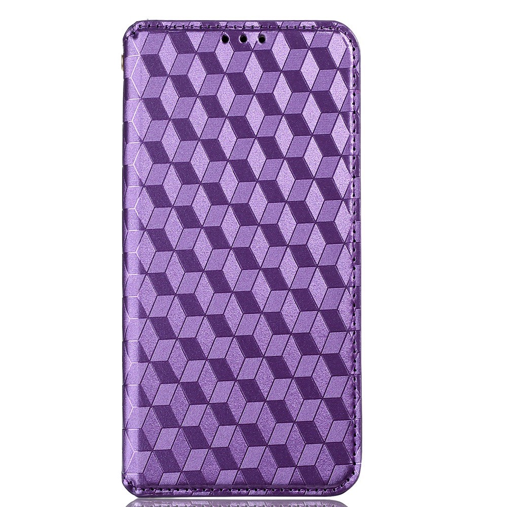 For Asus ROG Phone 6 5G / Phone 6 Pro 5G PU Leather Wallet Case Rhombus Pattern Imprinted Auto Closing Magnetic Flip Stand Cover - Purple-6
