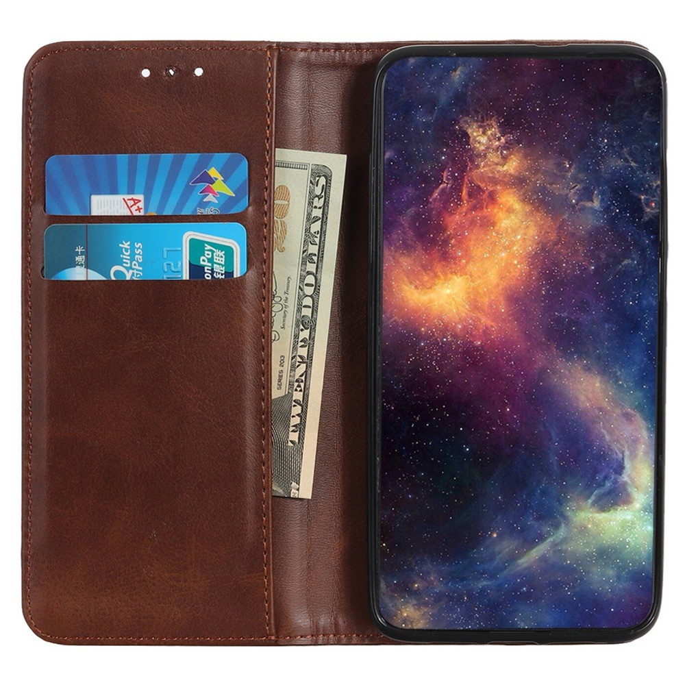 For Nothing phone (1) 5G Magnetic Auto-absorbed Split Leather Full Protective Folio Phone Case Stand Wallet Cover - Coffee-2