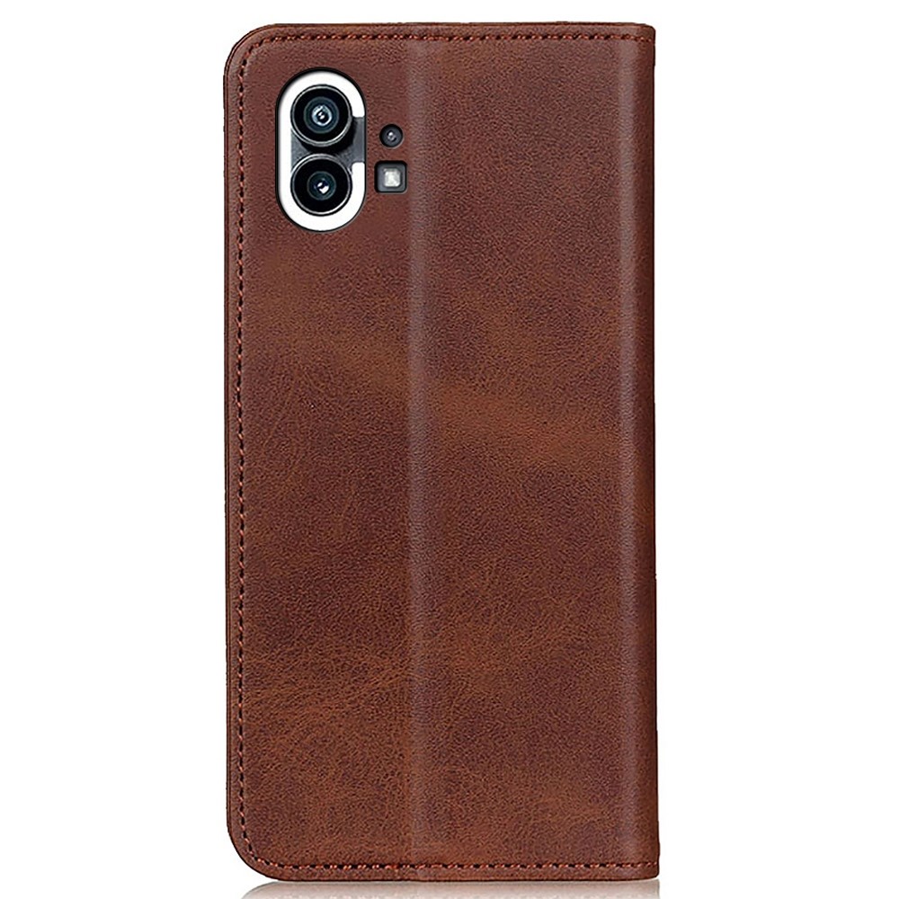 For Nothing phone (1) 5G Magnetic Auto-absorbed Split Leather Full Protective Folio Phone Case Stand Wallet Cover - Coffee-8