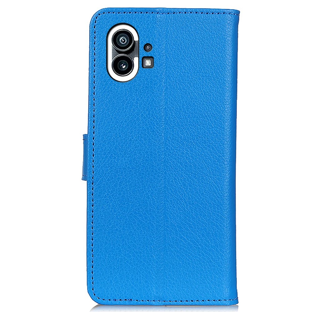 For Nothing phone (1) 5G Litchi Texture Anti-fall Protection PU Leather Cover Stand Magnetic Wallet Cell Phone Case - Blue-8