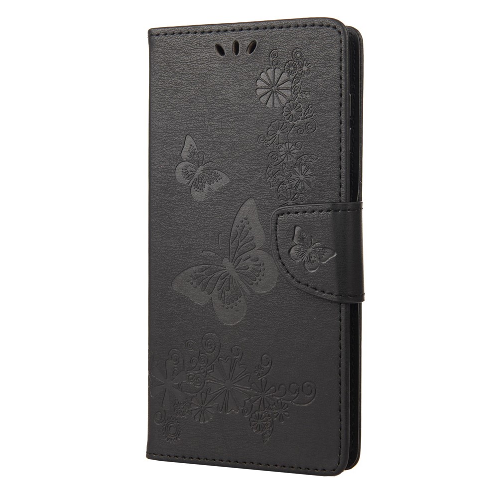 For Nothing phone (1) 5G PU Leather Butterflies Flower Pattern Imprinting Phone Cover Stand Function Wallet Flip Magnetic Case with Strap - Black-6