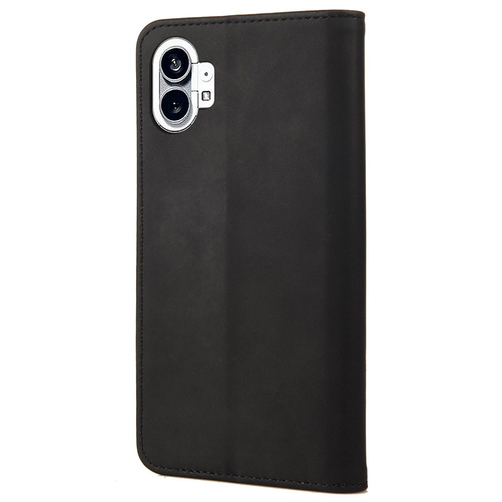 For Nothing phone (1) 5G Color Splicing Flip Cover Skin-touch PU Leather Magnetic Absorption Stand Wallet Phone Case - Black-10