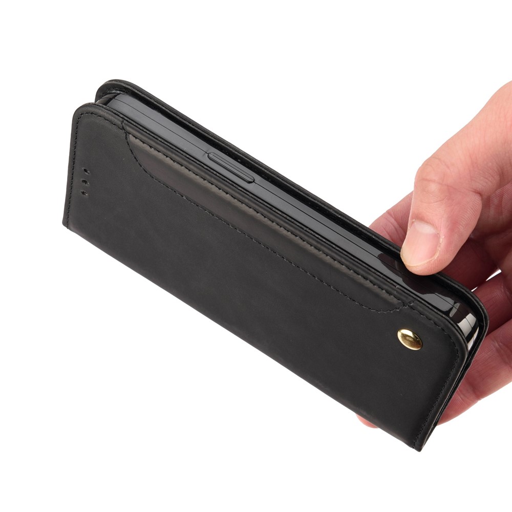 For Nothing phone (1) 5G Color Splicing Flip Cover Skin-touch PU Leather Magnetic Absorption Stand Wallet Phone Case - Black-7