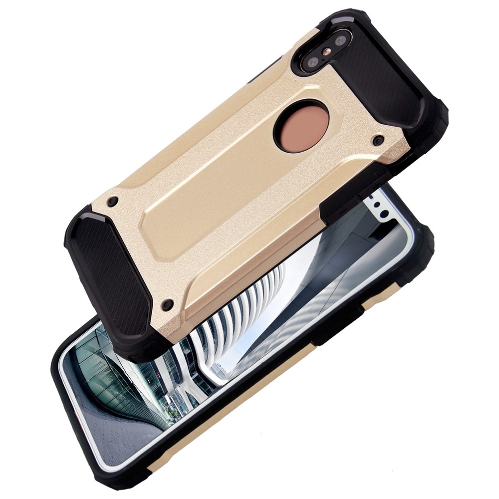 For iPhone X / XS 5.8 inch TPU + PC Drop-proof Mobile Phone Case Soft TPU + Hard PC Hybrid Protective Cover - Gold-2