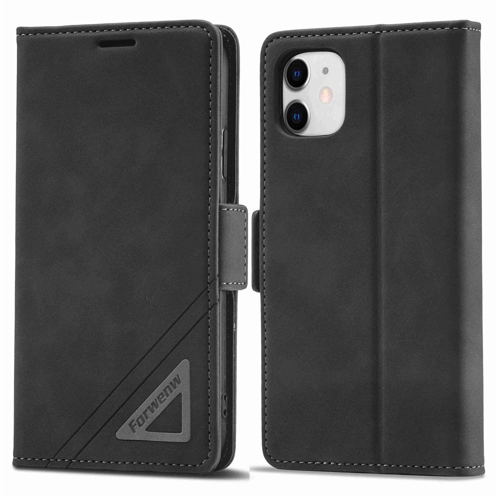 FORWENW F3-Series For iPhone 11 6.1 inch All-inclusive Protection Wallet Case PU Leather Flip Cell Phone Cover with Stand - Black