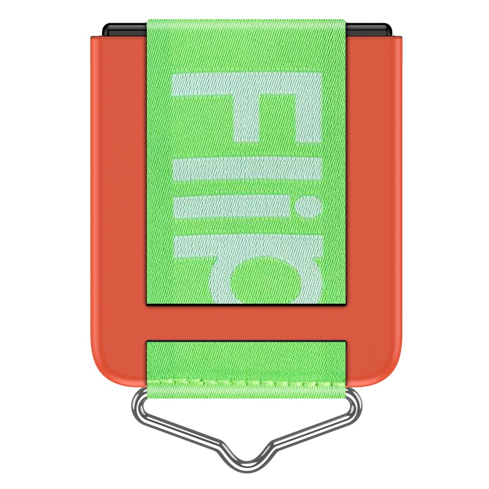 For Samsung Galaxy Z Flip4 5G Hard PC Folding Phone Case with Hand Strap and Triangle Metal Ring - Orange-3