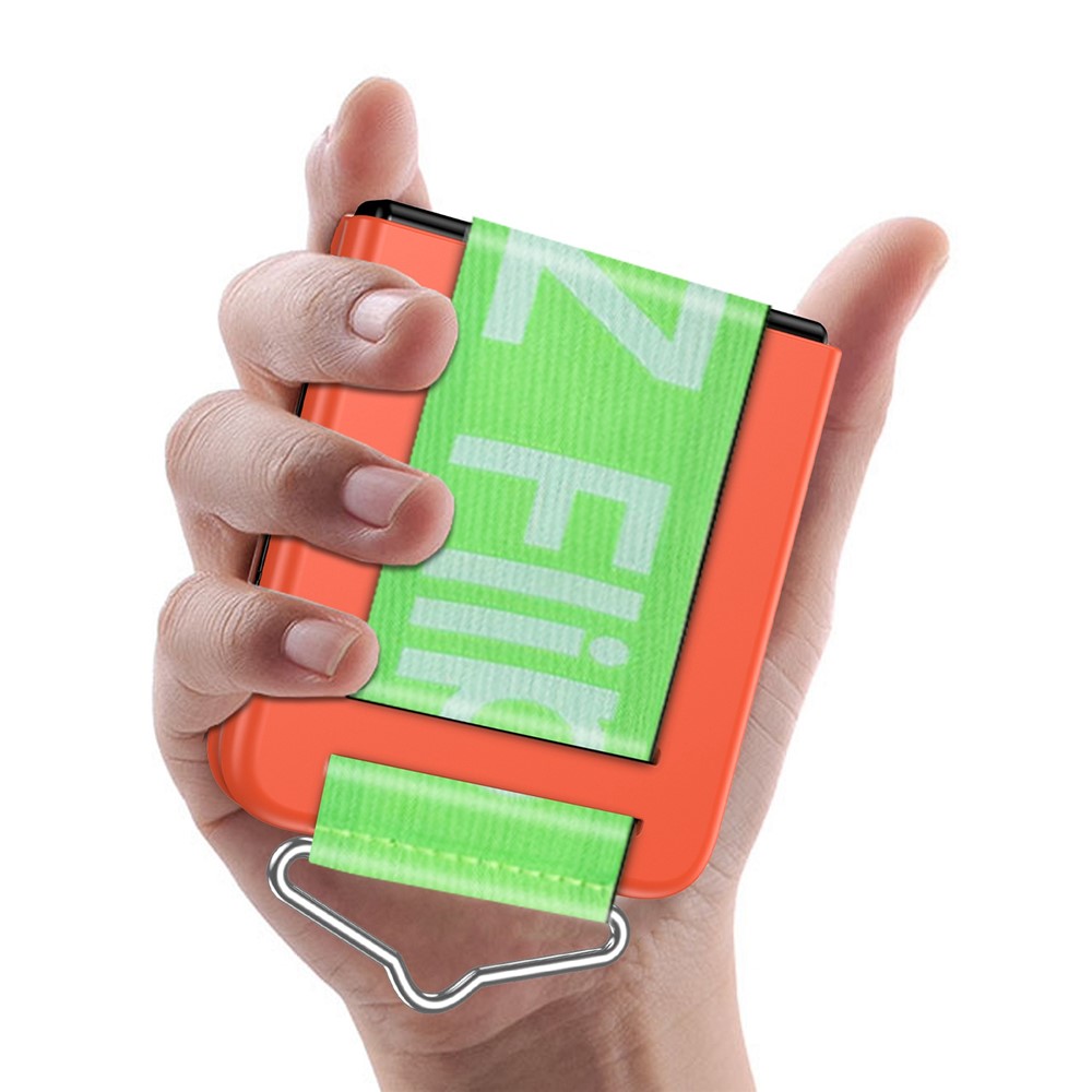 For Samsung Galaxy Z Flip4 5G Hard PC Folding Phone Case with Hand Strap and Triangle Metal Ring - Orange-5