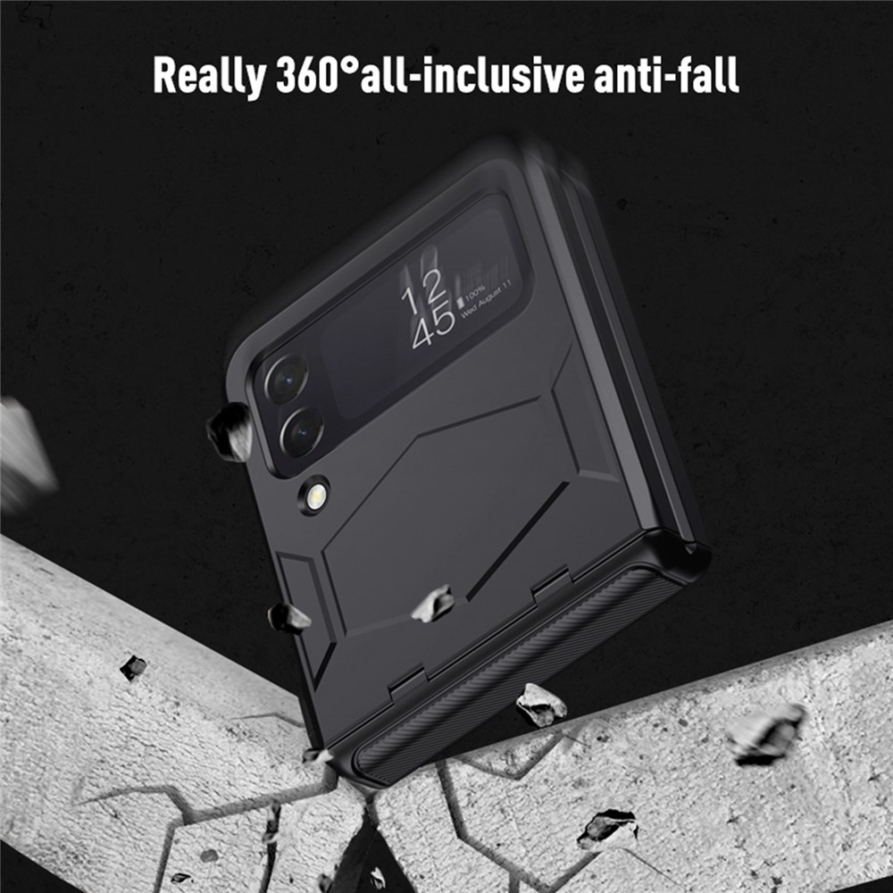 For Samsung Galaxy Z Flip4 5G Full Protection Hard PC Cover Folding Phone Case with Side Hinge Design - Black-7