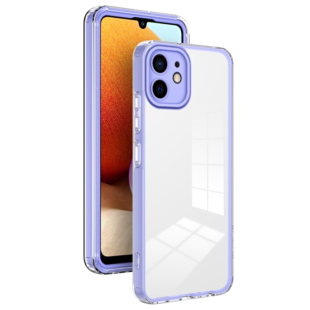 For iPhone 11 6.1 inch 3-in-1 Clear TPU Backplate + PC Frame + PC Camera Protection Phone Case Anti-scratch Protective Cover - Purple