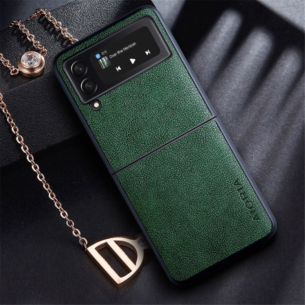 AIORIA For Samsung Galaxy Z Flip4 5G Textured PU Leather Coated PC+TPU Phone Case Anti-scratch Protective Cover - Green-2