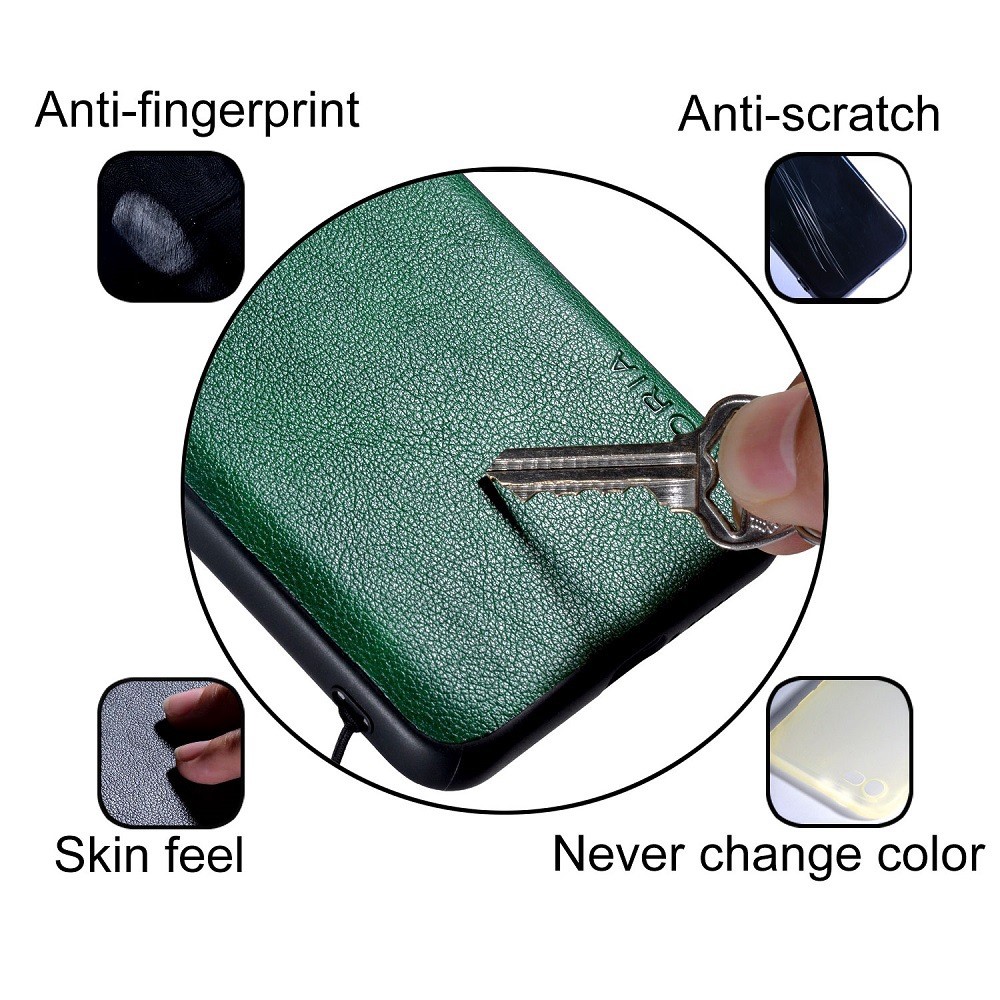AIORIA For Samsung Galaxy Z Flip4 5G Textured PU Leather Coated PC+TPU Phone Case Anti-scratch Protective Cover - Green-3