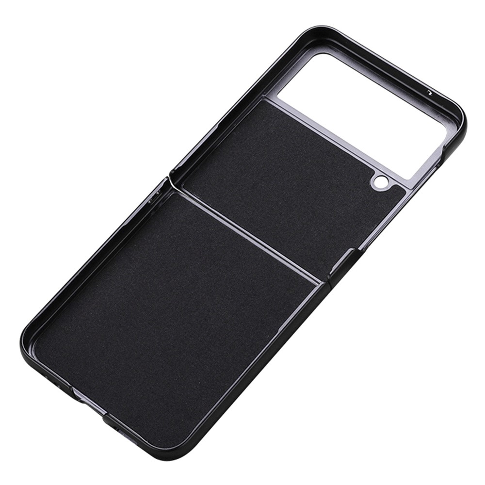 For Samsung Galaxy Z Flip4 5G Crocodile Texture Protective Cover Genuine Leather Cowhide Leather Coated PC Folding Anti-fall Mobile Phone Case - Black-4