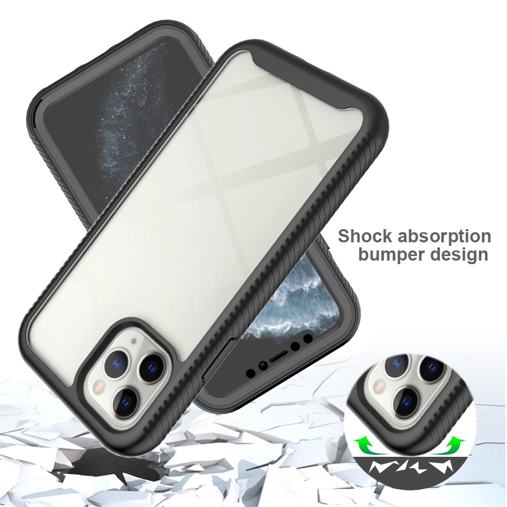 For iPhone 11 Pro 5.8 inch Hard PC + Soft TPU Hybrid Cover Anti-drop Phone Case with PET Screen Protector - Black-4