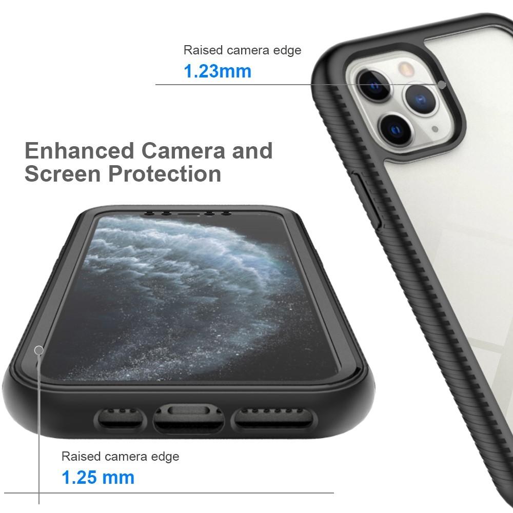 For iPhone 11 Pro 5.8 inch Hard PC + Soft TPU Hybrid Cover Anti-drop Phone Case with PET Screen Protector - Black-5