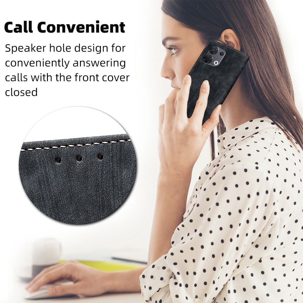 Phone Wallet Case For Oppo Reno8 5G (Global Version), Anti-drop PU Leather Magnetic Flip Cover Stand RFID Blocking Full Protection Phone Shell - Black-7