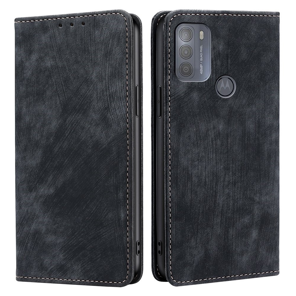 Phone Wallet Cover For Motorola Moto G50 4G, Anti-scratch PU Leather Flip Phone Case Stand RFID Blocking Magnetic Closure Phone Shell - Black-1