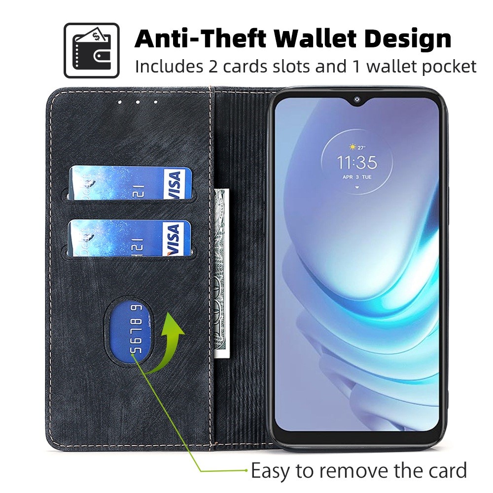 Phone Wallet Cover For Motorola Moto G50 4G, Anti-scratch PU Leather Flip Phone Case Stand RFID Blocking Magnetic Closure Phone Shell - Black-2
