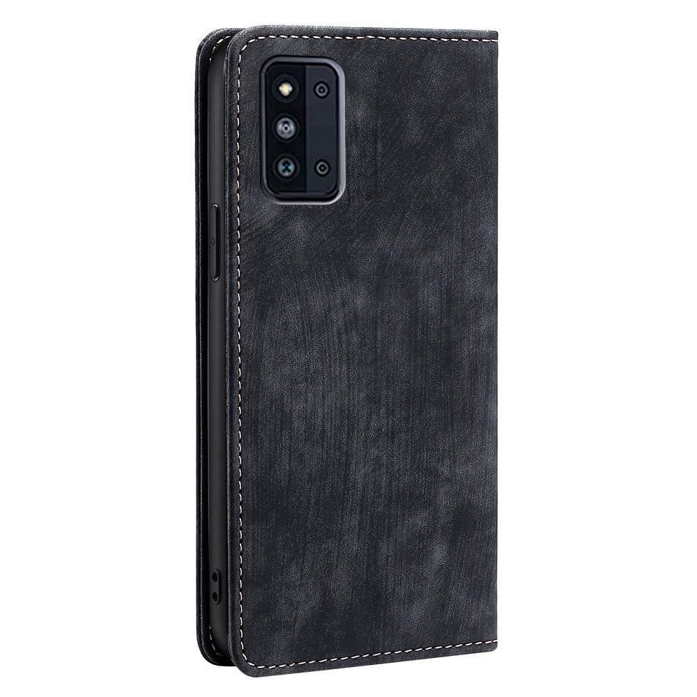 Anti-scratch Phone Wallet Case For Samsung Galaxy F52 5G, Full Protection PU Leather Flip Cover Stand RFID Blocking Magnetic Phone Shell - Black-9