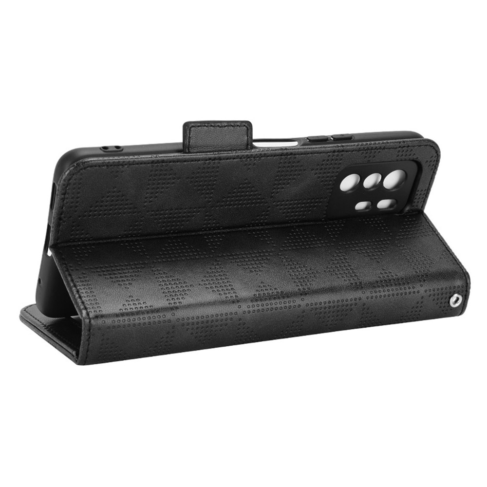 Triangle Pattern Imprinted Case for Xiaomi Poco X3 GT, Wallet Stand Design PU Leather+TPU Drop-proof Phone Cover with Strap - Black-3