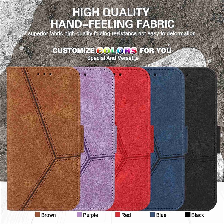 For Samsung Galaxy A52 4G / A52 5G / A52s 5G Anti-fall Line Imprinted Phone Case PU Leather Wallet Stand Protective Mobile Phone Cover - Brown-7