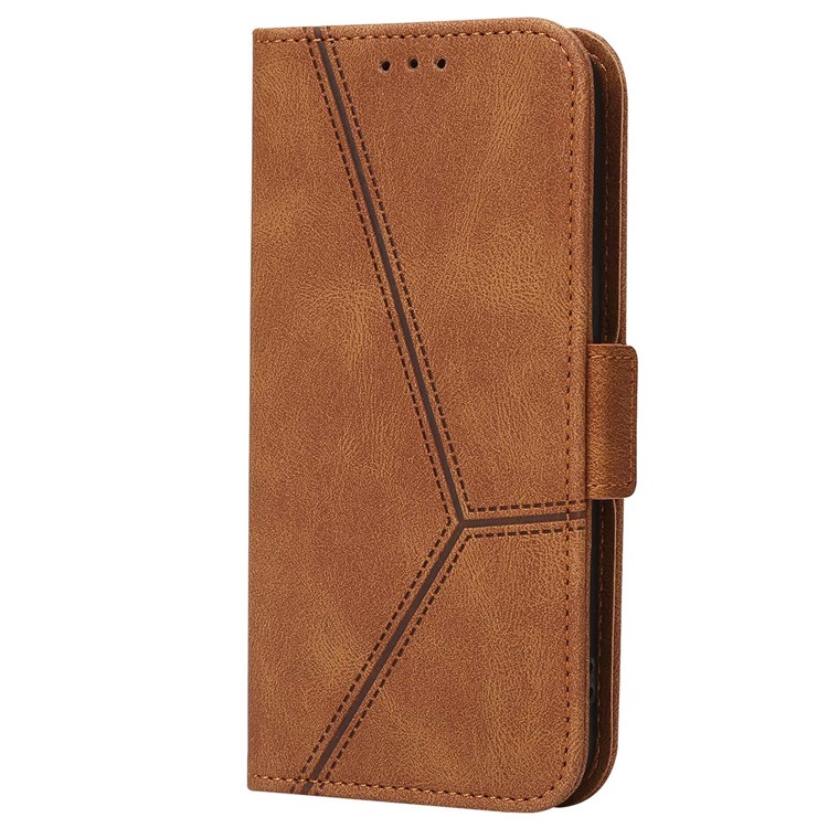 For Samsung Galaxy A52 4G / A52 5G / A52s 5G Anti-fall Line Imprinted Phone Case PU Leather Wallet Stand Protective Mobile Phone Cover - Brown-8