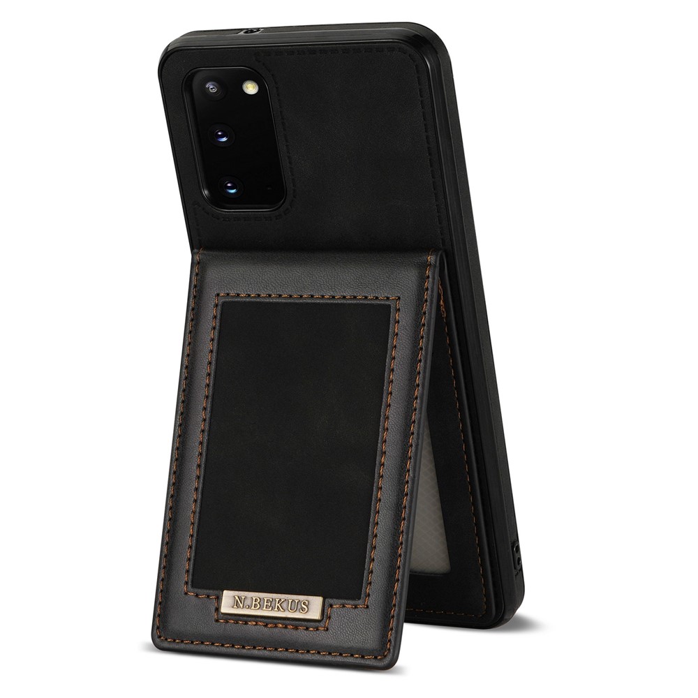 N.BEKUS Anti-fall Phone Case For Samsung Galaxy S20 FE / S20 FE 5G / S20 FE 2022 / S20 Lite, Vertical Card Holder Kickstand PU Leather+TPU RFID Blocking Phone Cover - Black-1