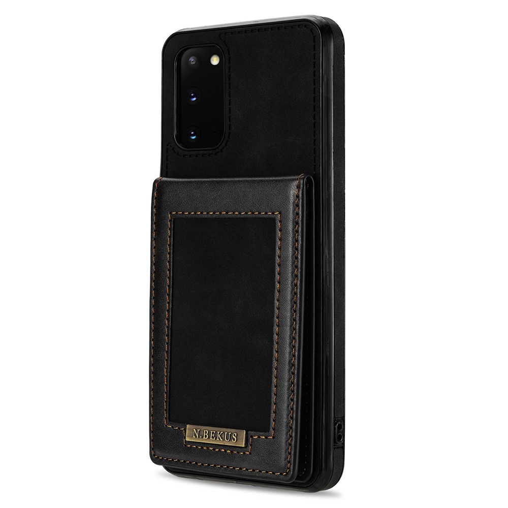 N.BEKUS Anti-fall Phone Case For Samsung Galaxy S20 FE / S20 FE 5G / S20 FE 2022 / S20 Lite, Vertical Card Holder Kickstand PU Leather+TPU RFID Blocking Phone Cover - Black-9