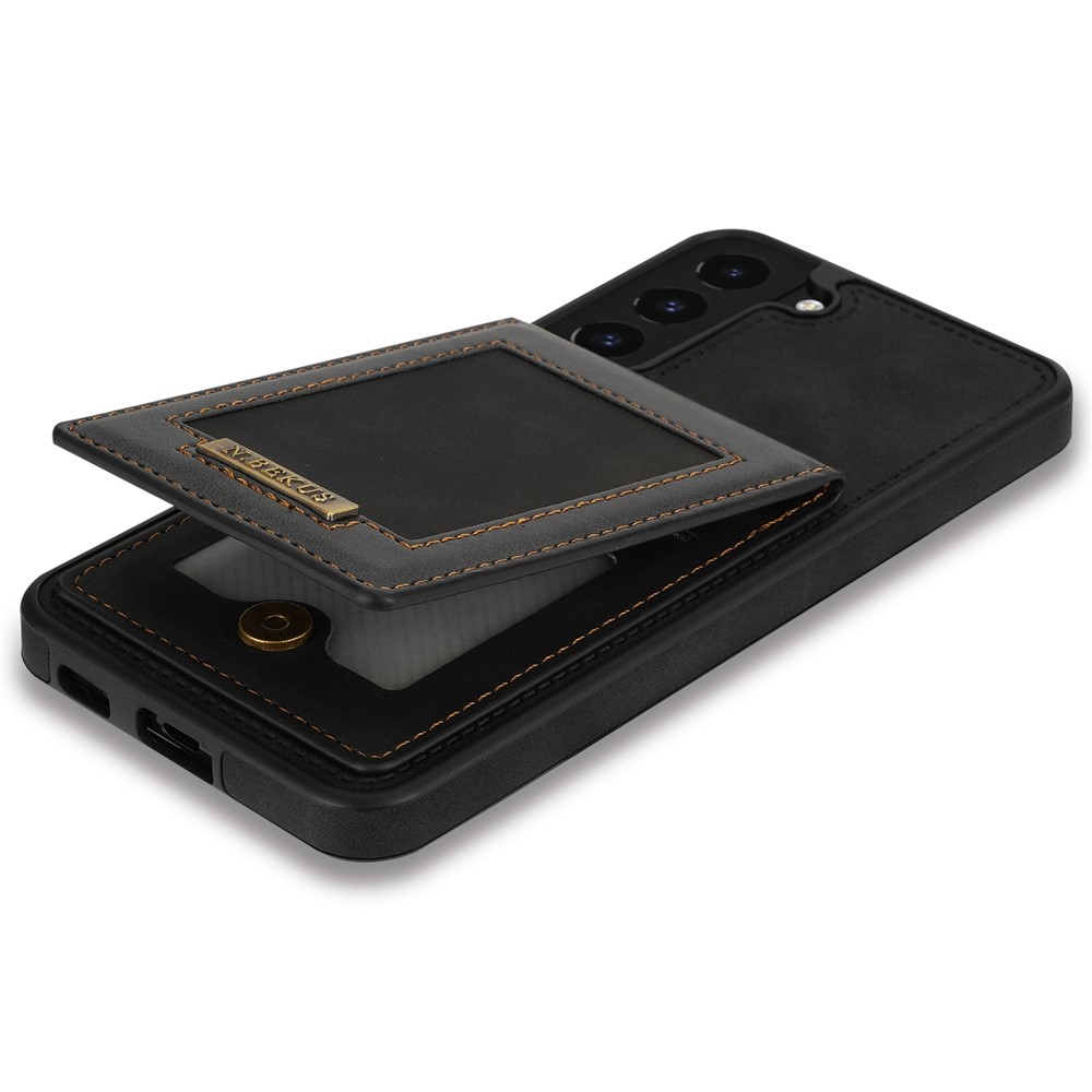N.BEKUS RFID Blocking Back Cover Kickstand for Samsung Galaxy S21 FE 5G, Well-protected Vertical Phone Case Card Holder PU Leather+TPU Phone Shell - Black-4