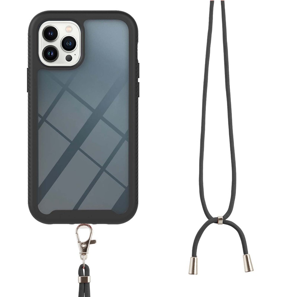 YB PC Series-4 for iPhone 14 Pro Max 6.7 inch Hard PC + Soft TPU Cover Anti-scratch Phone Case with Lanyard - Black-3