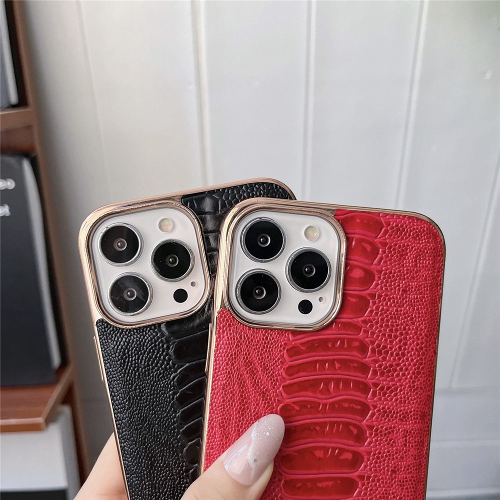 For iPhone 13 Pro 6.1 inch Anti-fall Phone Case Stylish Crocodile Texture Genuine Leather+PC+TPU Non-slip Well Protection Phone Cover - Green-6